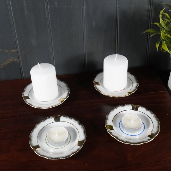 Vintage Holland Ashtray Set Traditional Dutch Costume Porcelain w/ Gold Trim - Picture 2 of 15